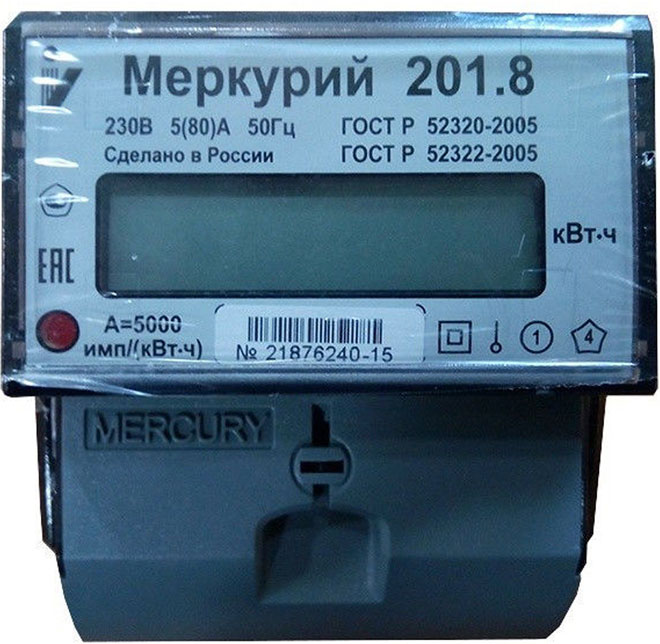 Elektros skaitiklis Merkurijus 201,8 eksterjero. 