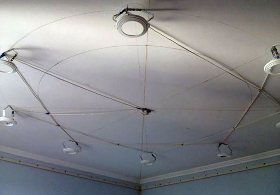 instalare candelabru în tavane suspendate - diagrame de cablare, calculând numărul de lămpi