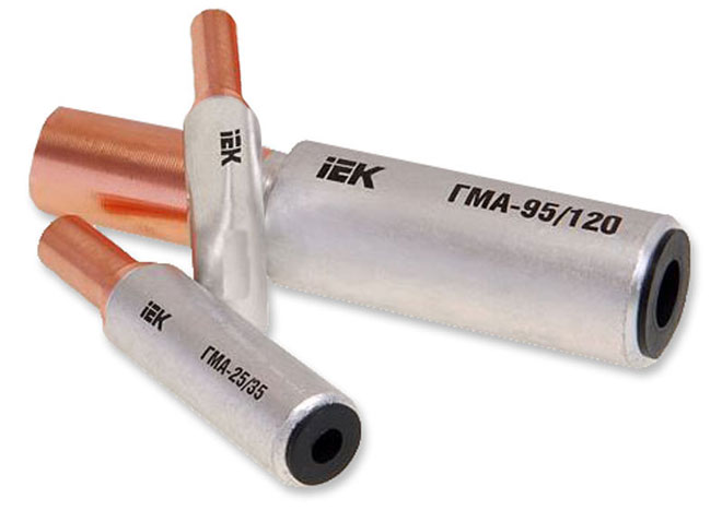 Medeno-hliníková dutinka GMA na spájanie medených a hliníkových vodičov.