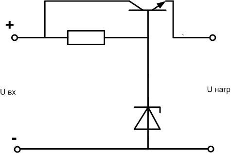Esquema de conexión de un regulador con un transistor. 