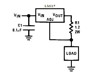 Circuitul regulatorului de curent pe LM317. 