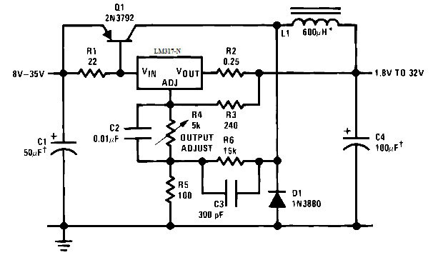 Circuit de alimentare cu comutație cu LM317. 