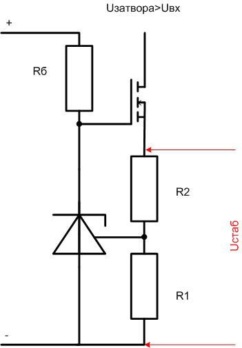 Circuit de comutare a TL431 cu un tranzistor cu efect de câmp. 